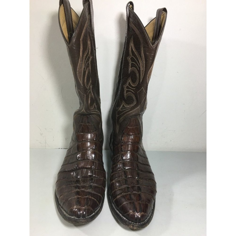 VINTAGE MENS SZ 9D  CROCODILE BOOTS CATS PAW HEEL COLOR BROWN